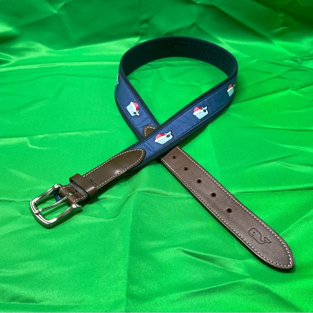 Vineyard Vines Santa Whale Canvas Boy's Belt Blue Moonshine Size 32